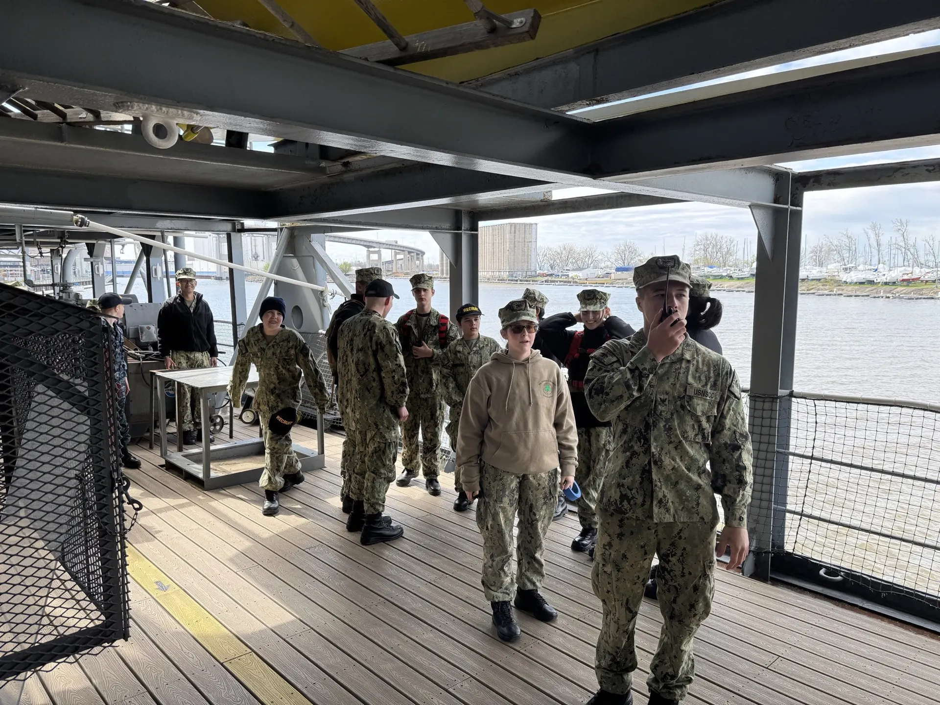 Cadets of The Sullivans Division working on deck during training.