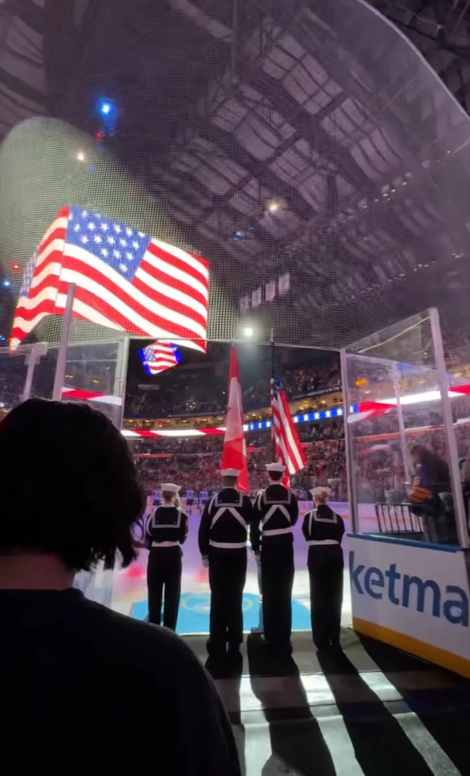 Sullivans color guard performing at a Buffalo Sabres game